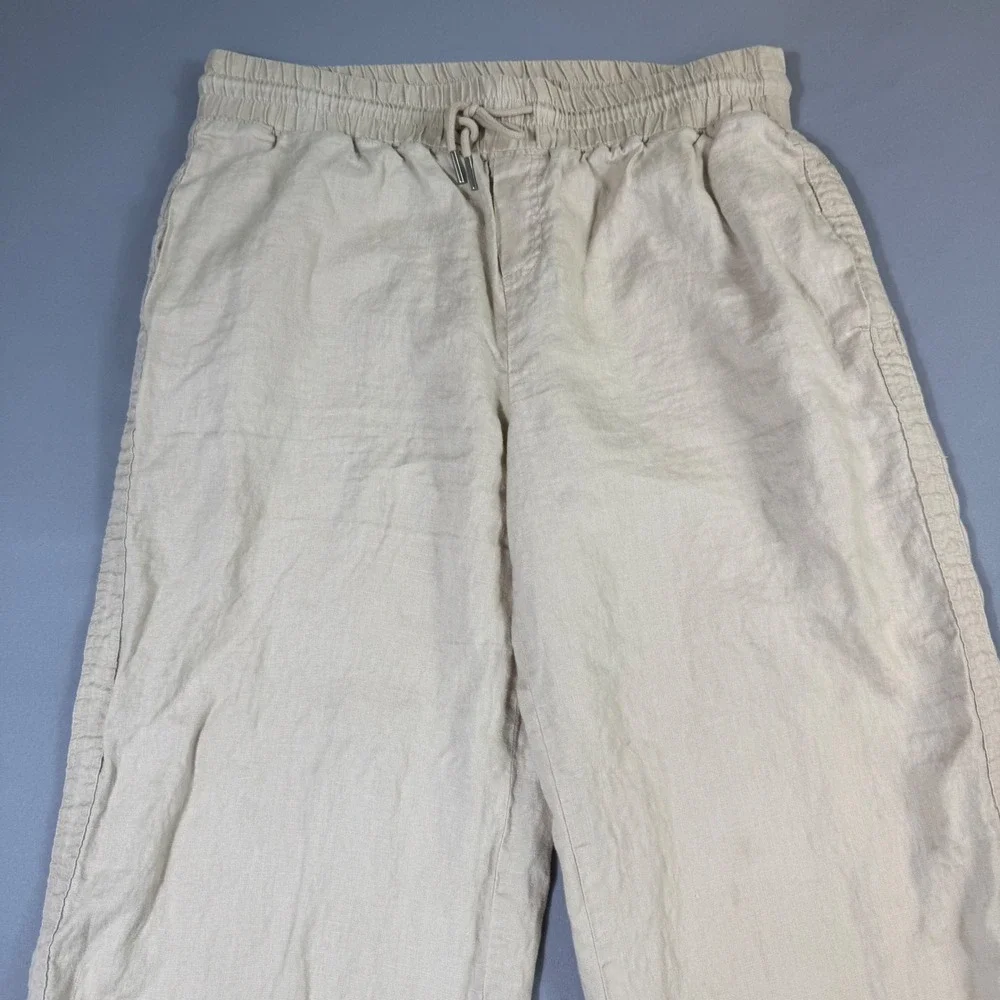 Quince Wide Leg Linen Blend Pants in Light Beige/Cream
